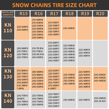 Snow Chains for SUV Truck Pickup Passenger Car, Anti-Skid Tire Chains, Set of 2, OLM-KN110S