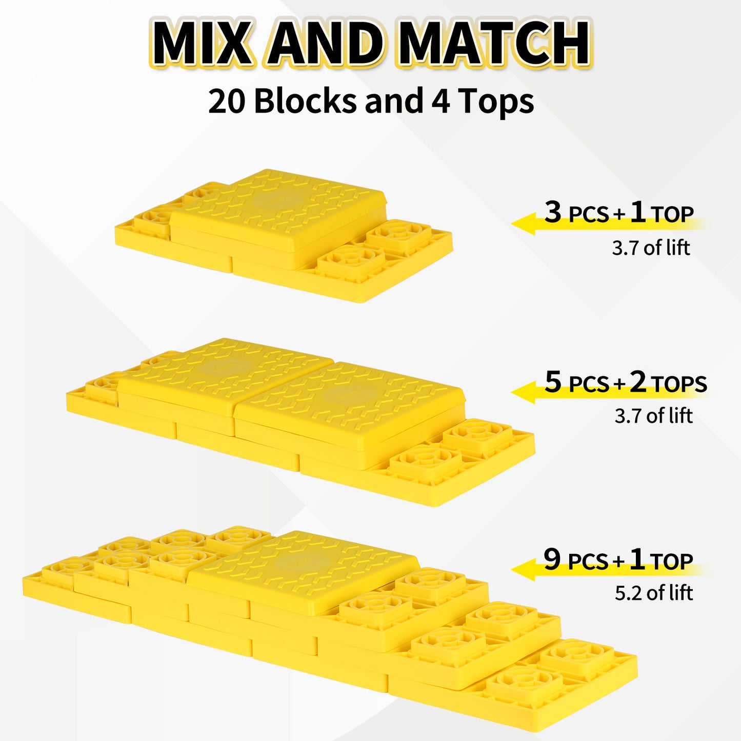 OULEME 24 Pack RV Leveling Blocks, Stackable Jack Blocks, Interlocking Leveling Pads with Carrying Bag, for Camper Travel Trailer