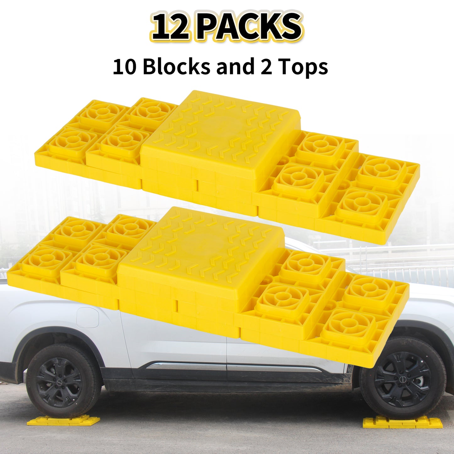 RV Leveling Blocks, 12 Pack Stackable Jack Blocks, with Carrying Bag, OLM-1901P