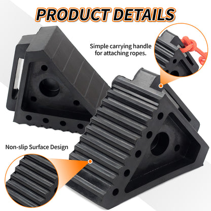 Premium Rubber Wheel Chock with Carry Handle, Solid RV Tire Chock for Camper, 8.5" x 4" x 6"