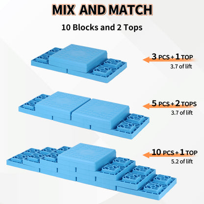 OULEME 12 Pack RV Leveling Blocks, Stackable Jack Blocks, Interlocking Leveling Pads with Carrying Bag, for Camper Travel Trailer, Blue