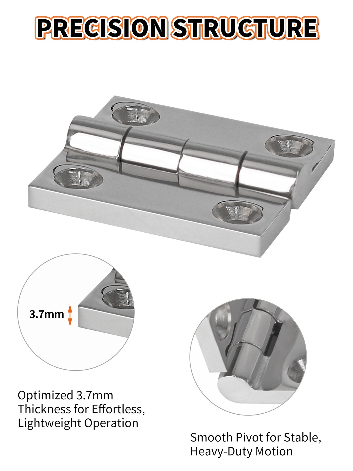 1.5" x 1.5" Boat Hinge, 316 Stainless Steel Marine Grade Hatch Hinge with Mounting Screws, Heavy Duty Door Hinge for Yacht, RV, Deck and Home Use, 2-Pack/4-pack