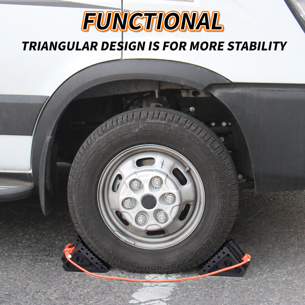 Premium Rubber Wheel Chock with Carry Handle, Solid RV Tire Chock for Camper, 8.5" x 4" x 6"