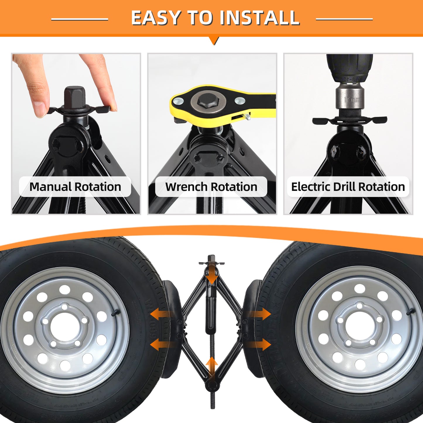 OULEME RV Tire Stabilizer, X-Shaped Wheel Chock for Dual Axle Travel Trailer Camper, Anti-Move Tandem Wheel Wedge, 2 Pack