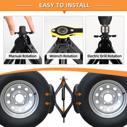 OULEME RV Tire Stabilizer, X-Shaped Wheel Chock for Dual Axle Travel Trailer Camper, Anti-Move Tandem Wheel Wedge, 2 Pack