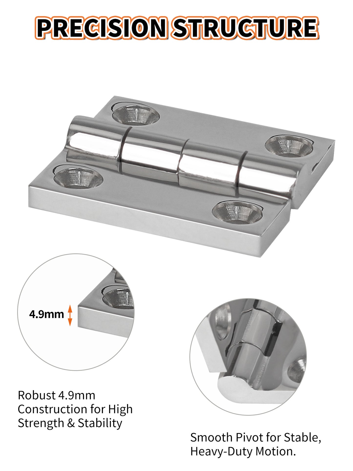 2" x 2" Boat Hinge, 316 Stainless Steel Marine Grade Hatch Hinge with Mounting Screws, Heavy Duty Door Hinge for Yacht, RV, Deck and Home Use, 2-Pack/4-pack