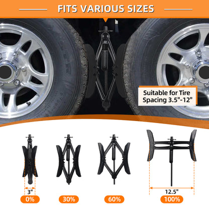 OULEME RV Tire Stabilizer, X-Shaped Wheel Chock for Dual Axle Travel Trailer Camper, Anti-Move Tandem Wheel Wedge, 2 Pack