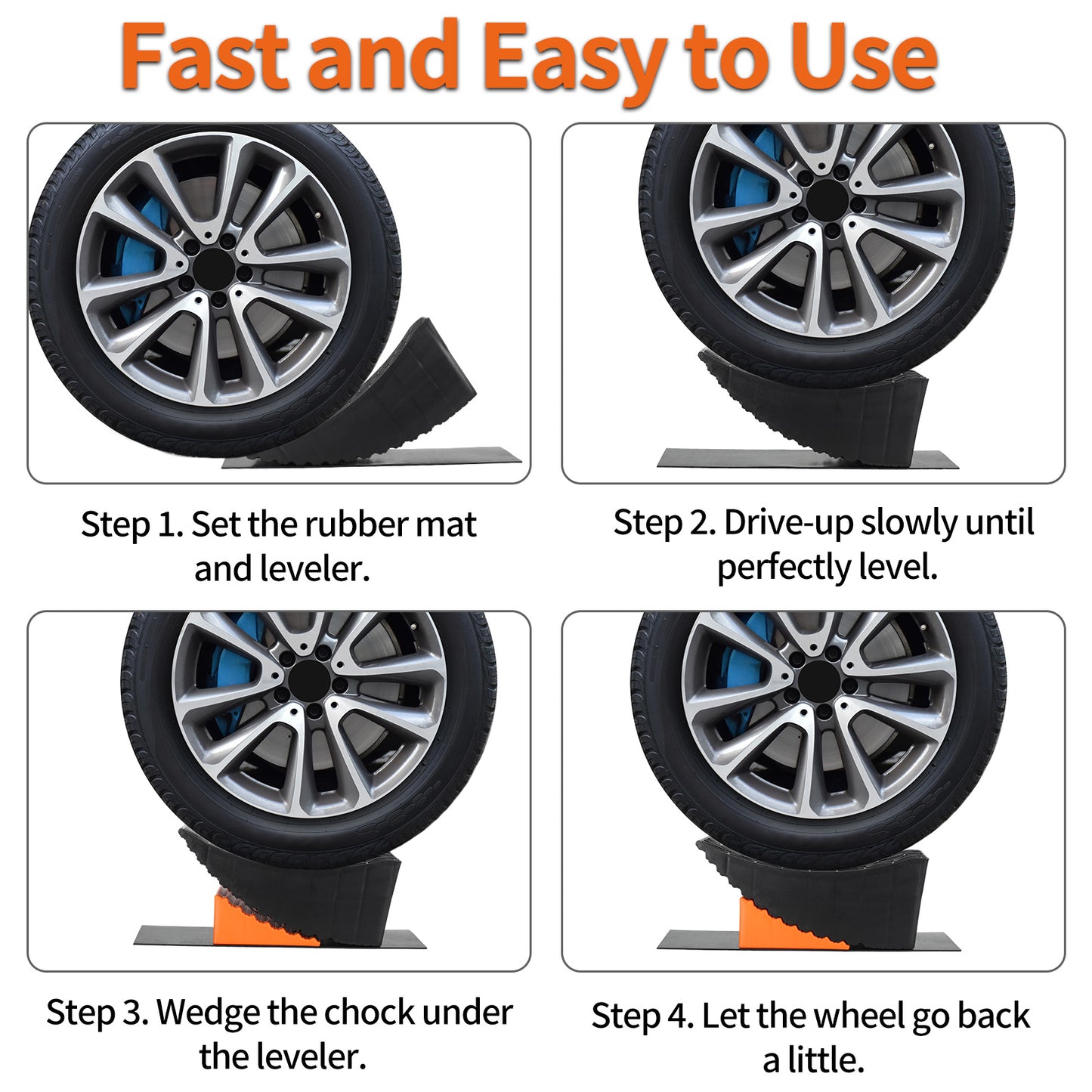 Raised Tire Change Ramp Blocks, Curved Leveling Blocks, Dual Axle Tandem Wheel Aid (1 Pack), OLM-CTL17PL