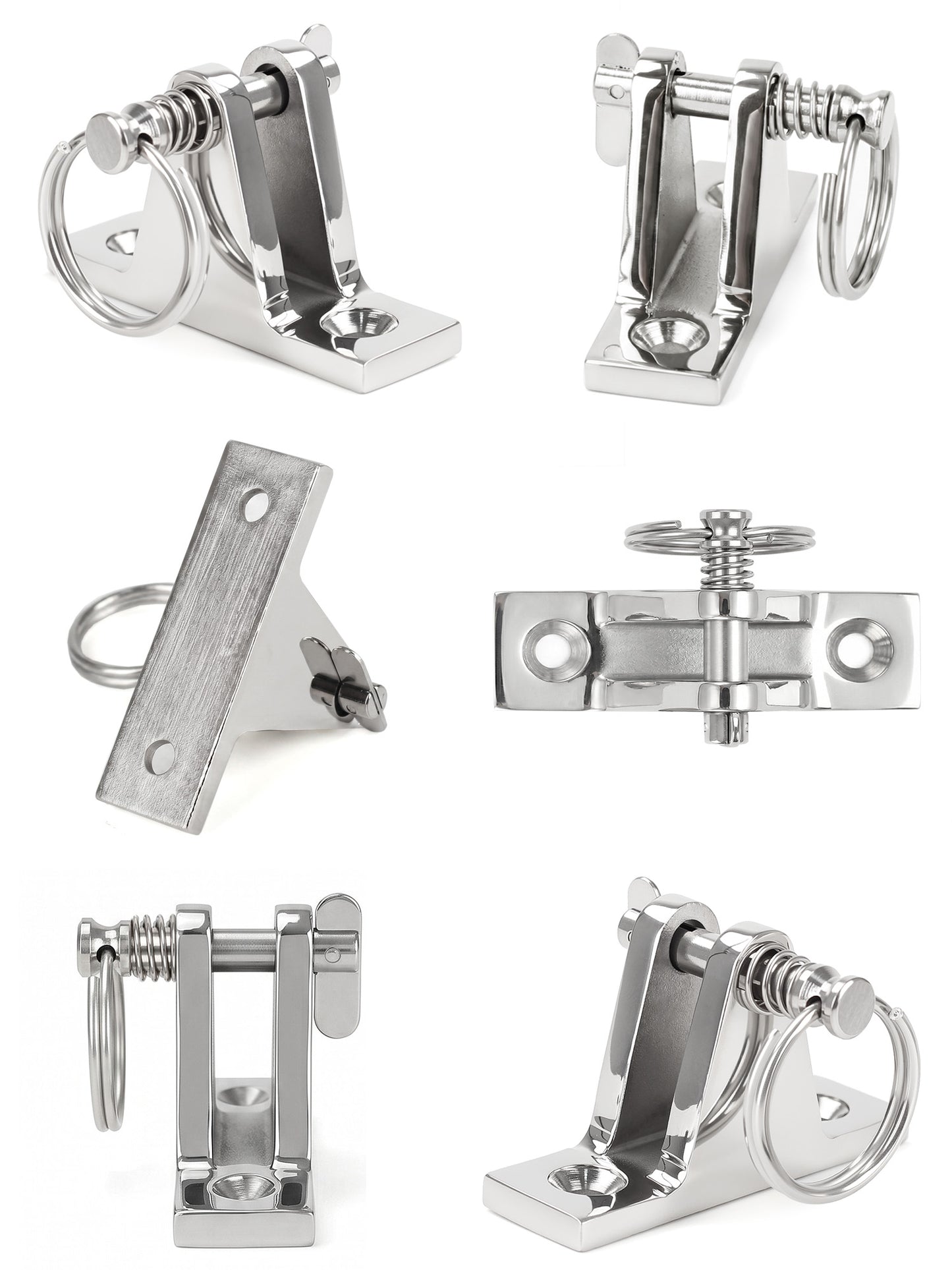 316 Stainless Steel Bimini Top Deck Hinge with Quick-Release Pins and Rings, Marine Grade Boat Hardware with Mounting Screws for Pontoon, Kayak and Yacht, 2-Pack/4-Pack
