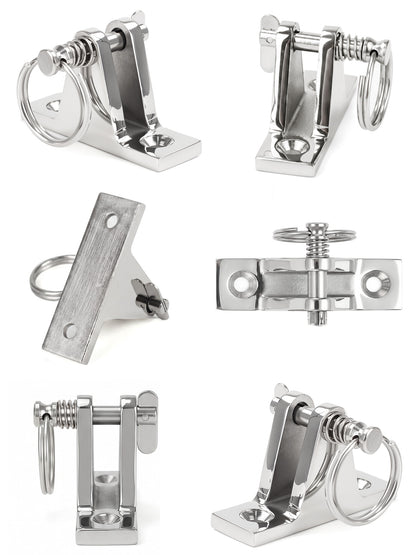 316 Stainless Steel Bimini Top Deck Hinge with Quick-Release Pins and Rings, Marine Grade Boat Hardware with Mounting Screws for Pontoon, Kayak and Yacht, 2-Pack/4-Pack