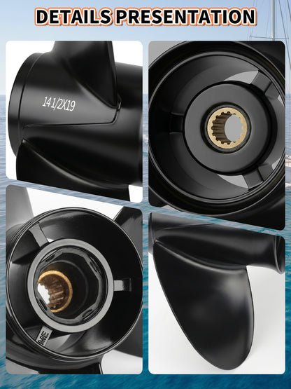 Aluminum Boat Propeller 14 1/2 x 19, for Mercury Outboard 135-300 HP Motors, 15 Tooth Spline, 3-Blade, RH