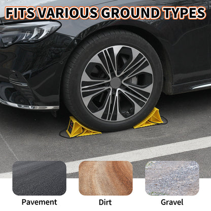 Wheel Chocks with Non-Slip Base, Lightweight Wheel Stoppers for Cars, Camper, RV &Trailer, 2 Pack, Yellow