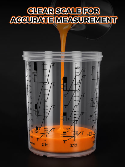 12/20/27oz Disposable Paint Cup System, 50Pk Liners & Lids with 5 Adapters COMPATIBLE with 3M PPS 1.0, Fits SATA, Iwata, DeVilbiss, WARTE HVLP & LVLP Spray Guns; 125/190 Micron Filter Lids, 360° Leakproof