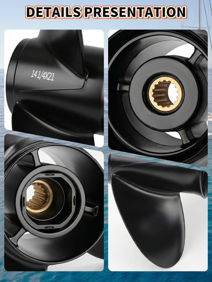 Aluminum Boat Propeller  14 1/4 x 21, for Mercury Outboard 135-300 HP Motors, 15 Tooth Spline, 3-Blade, RH