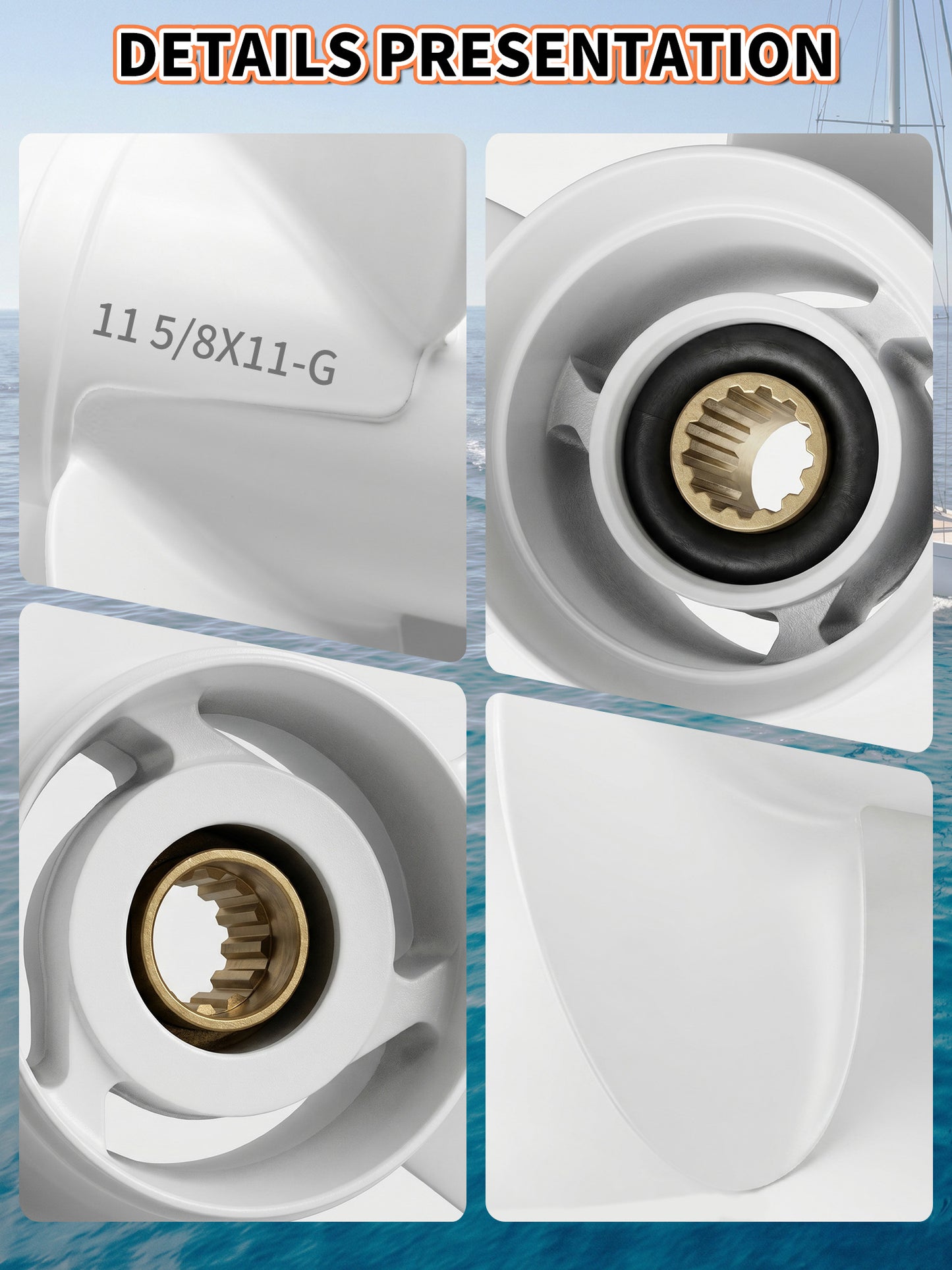 Stainless Steel Boat Propeller, 11 5/8 x 11, for Yamaha Outboard 40/48/50/55/60 HP Motors, 13 Tooth Spline, 3-Blade, RH