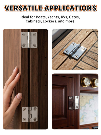 2" x 2" Boat Hinge, 316 Stainless Steel Marine Grade Hatch Hinge with Mounting Screws, Heavy Duty Door Hinge for Yacht, RV, Deck and Home Use, 2-Pack/4-pack