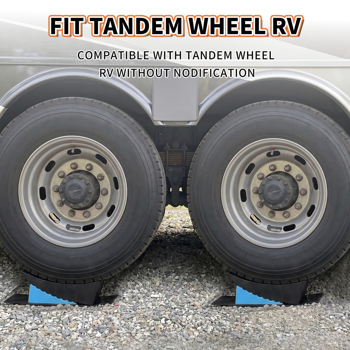 2 PK RV Leveling Block, Dual Axle Trailer Curved Leveler Ramp, Lift 1/2" to 4", 2 Curved Ramp, 2 Chock, 2 Rubber Mat, 1 T Bubble Level, 1 Carry Bag, Blue