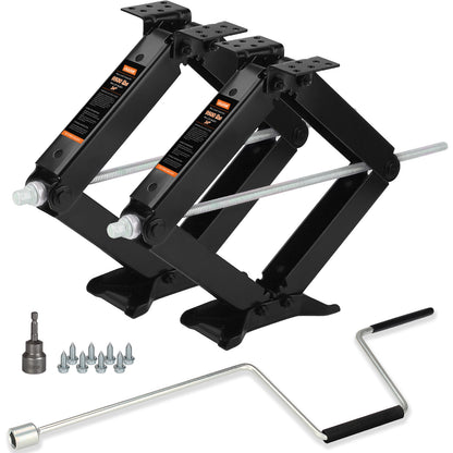 OULEME 24" RV Camper Scissor Jack, Heavy Duty 9500 lbs Travel Trailer Leveling Stabilizer with Crank Handle & Drill Socket