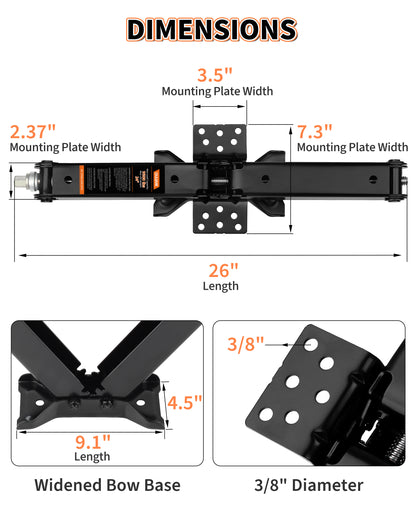 OULEME 24" RV Camper Scissor Jack, Heavy Duty 9500 lbs Travel Trailer Leveling Stabilizer with Crank Handle & Drill Socket