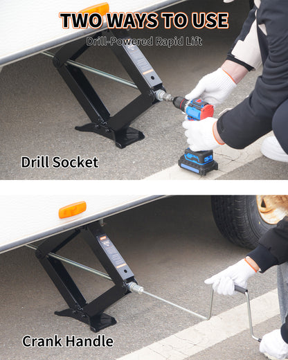 OULEME 24" RV Camper Scissor Jack, Heavy Duty 9500 lbs Travel Trailer Leveling Stabilizer with Crank Handle & Drill Socket