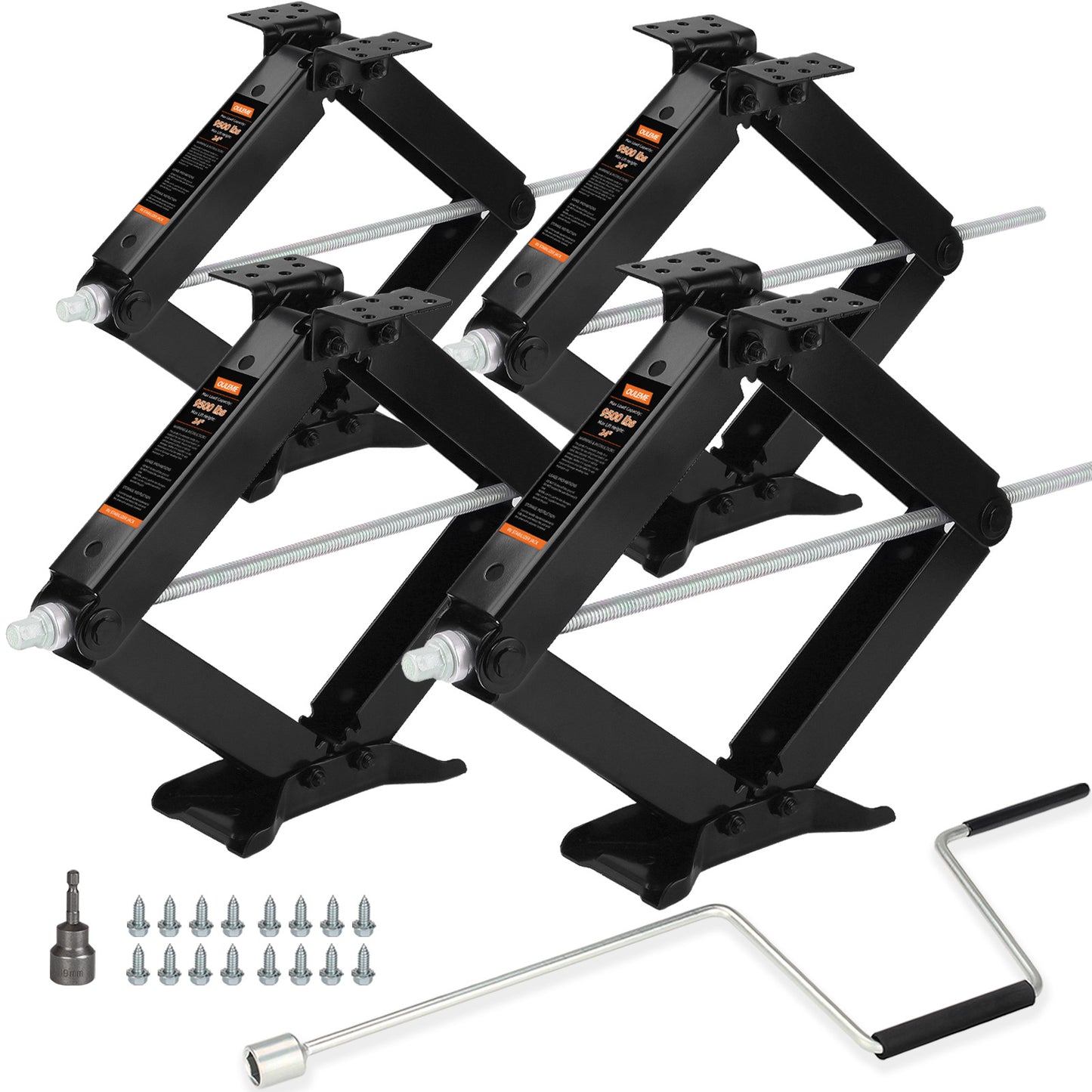 OULEME 24" RV Camper Scissor Jack, Heavy Duty 9500 lbs Travel Trailer Leveling Stabilizer with Crank Handle & Drill Socket