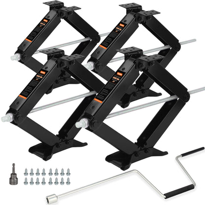 OULEME 24" RV Camper Scissor Jack, Heavy Duty 9500 lbs Travel Trailer Leveling Stabilizer with Crank Handle & Drill Socket