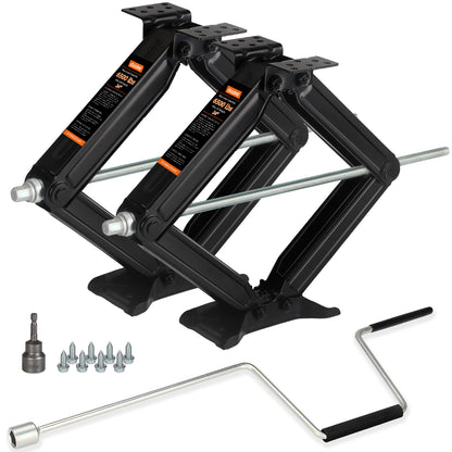 OULEME 24" RV Camper Scissor Jack, 6500 lbs Travel Trailer Leveling Stabilizer with Crank Handle & Drill Socket