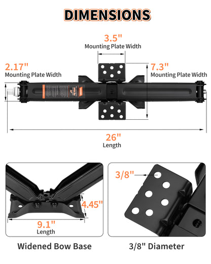 OULEME 24" RV Camper Scissor Jack, 6500 lbs Travel Trailer Leveling Stabilizer with Crank Handle & Drill Socket