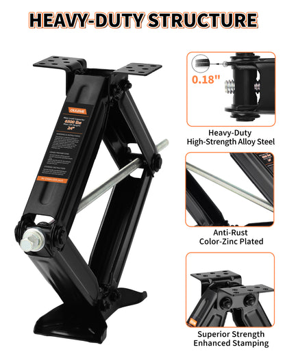 OULEME 24" RV Camper Scissor Jack, 6500 lbs Travel Trailer Leveling Stabilizer with Crank Handle & Drill Socket
