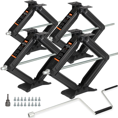 OULEME 24" RV Camper Scissor Jack, 6500 lbs Travel Trailer Leveling Stabilizer with Crank Handle & Drill Socket