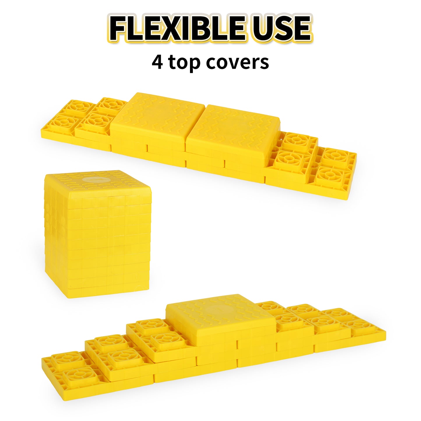 RV Leveling Block Top Cover, 4 Pack Interlocking Leveling Pad Cap for Camper Travel Trailer OLM-PLB1902P