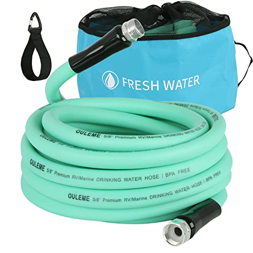 RV Fresh Drinking Water Hose with Storage Bag, 5/8", OLM-DWHPB